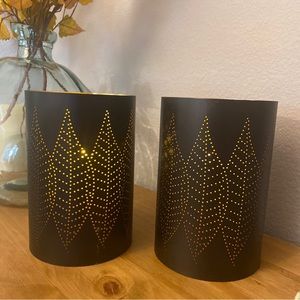 Crate and Barrel Punched Leaf Hurricanes, Set of 2